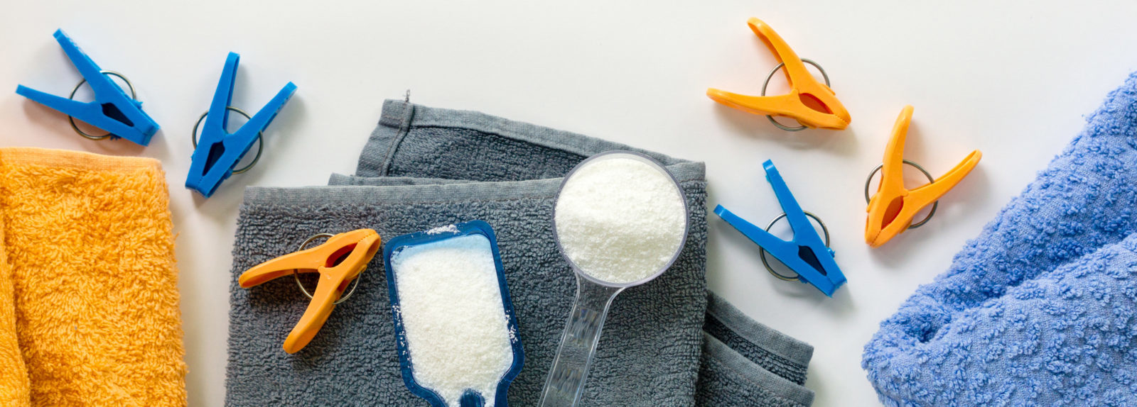 Laundry items with towels on a white background.